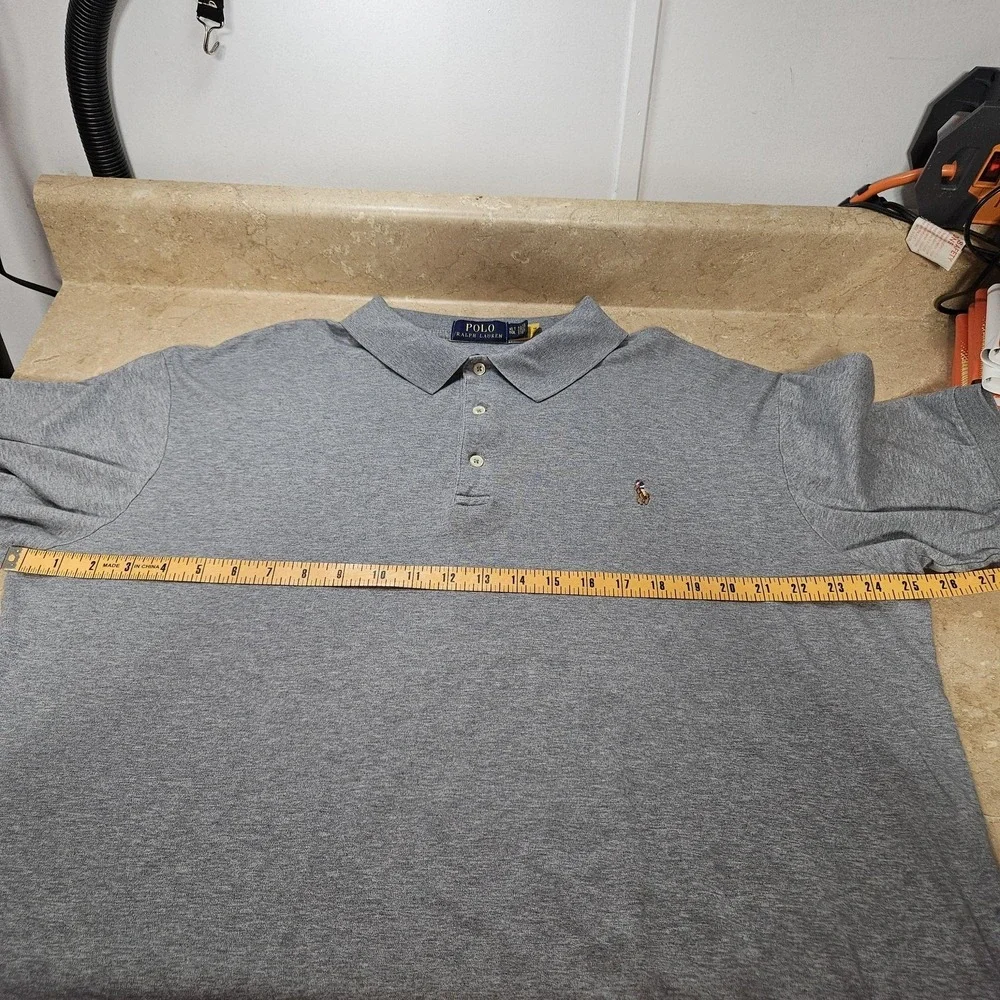 Polo Ralph Lauren Polo Shirt Men XXLT Gray Knit Short‎ Sleeve Flesh Pony Logo